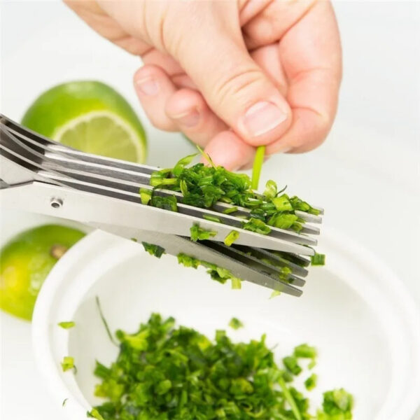 Multifunctional Multi-layer Green Onion Scissors Stainless Steel Onion Cutting Knife Herb Seaweed Spice Scissors Kitchen Scissor Kitchen Gadgets - Image 7