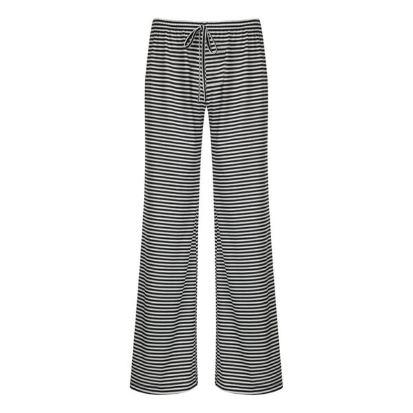 Women's Striped Print Trousers Y2K Fashion Casual Lace Up Home Straight  Wide-leg Pants - Image 7